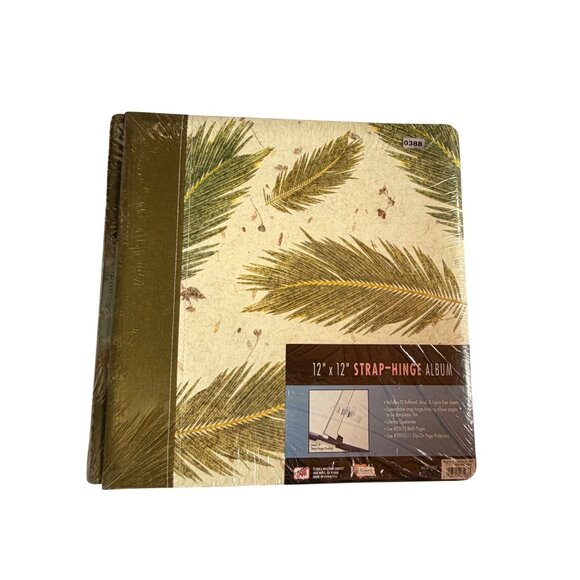 12" X 12" Strap-Hinge Scrapbook Album With Palm Leaf Print & Olive Spine - Picture 3 of 6